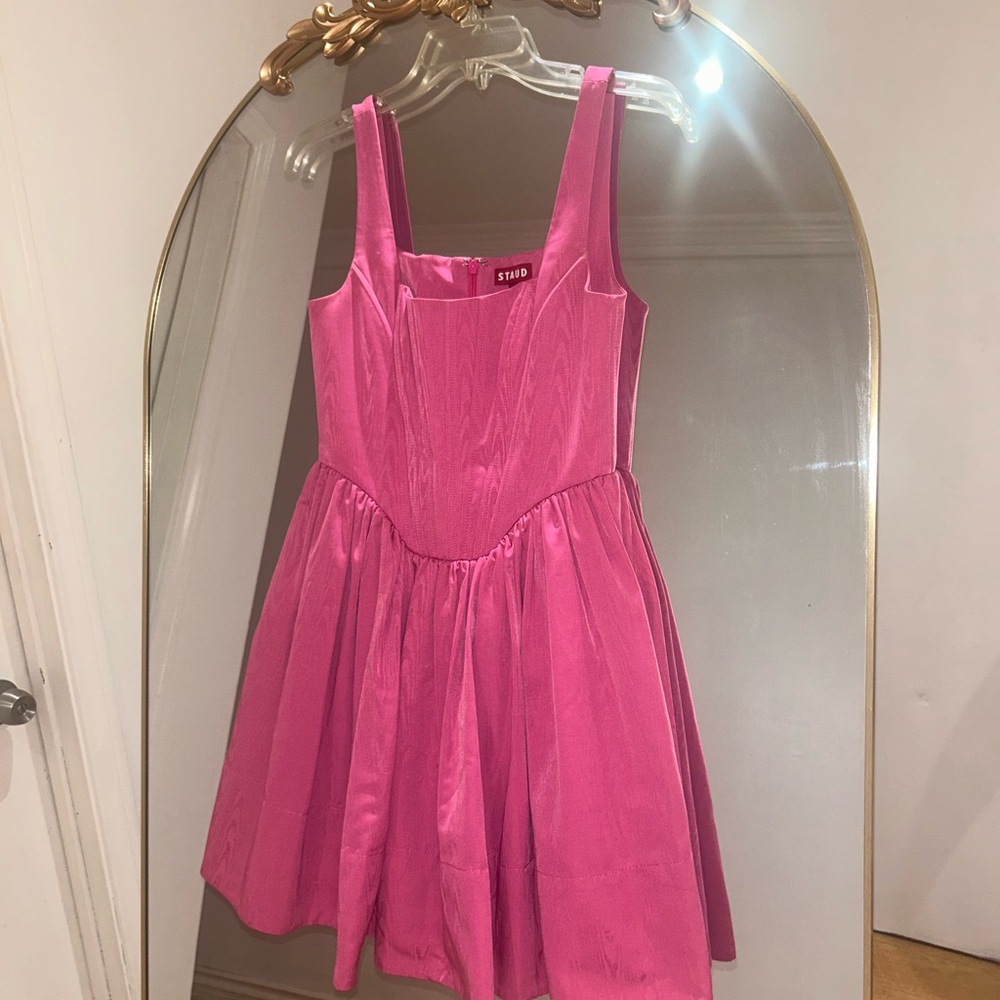 STAUD Corset Mini Dress Pink Lollipop Landscape, Size 4 🎀 - Picture 2 of 5
